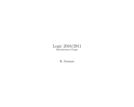 Logic 2010/2011 Introduction to Logic