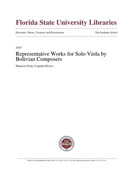 Representative Works for Solo Viola by Bolivian Composers Mauricio Fredy Cespedes Rivero