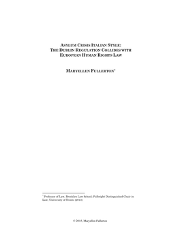 Asylum Crisis Italian Style: the Dublin Regulation Collides with European Human Rights Law