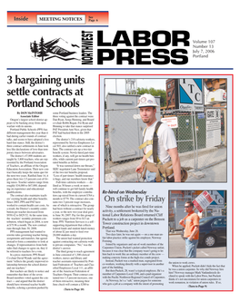 3 Bargaining Units Settle Contracts at Portland Schools by DON Mcintosh Some Portland Business Leaders