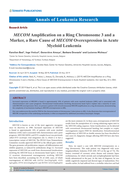 MECOM Amplification on a Ring Chromosome 3 and a Marker, a Rare Cause of MECOM Overexpression in Acute Myeloid Leukemia