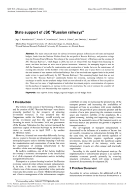 State Support of JSC “Russian Railways”