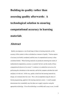 Design Quality Into Learning Materials Containing Numerical