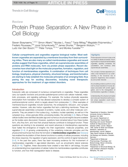 Protein Phase Separation: a New Phase in Cell Biology