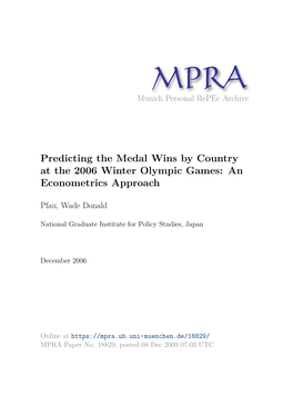 “Predictions for Medal Wins by Country