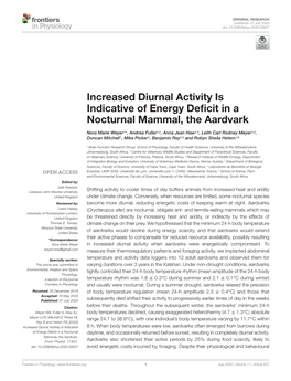 Increased Diurnal Activity Is Indicative of Energy Deficit in a Nocturnal