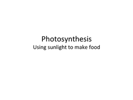 Photosynthesis Production of Glucose by Using Sunlight