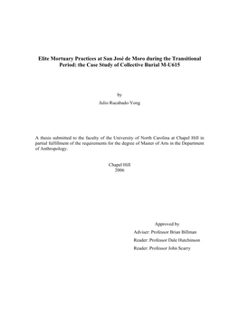 Elite Mortuary Practices at San José De Moro During the Transitional Period: the Case Study of Collective Burial M-U615