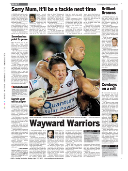 Wayward Warriors Put the Winger Into Touch Forrester’S Heroics