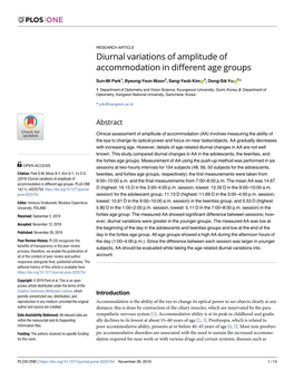 Diurnal Variations of Amplitude of Accommodation in Different Age Groups