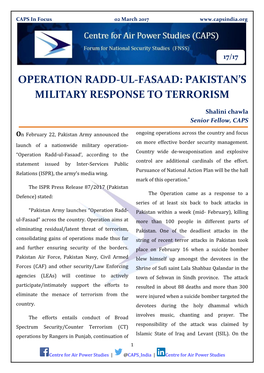 Operation Radd-Ul-Fasaad: Pakistan's Military