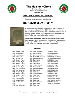 The Rodda / Krivonosov Trophy