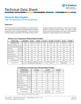 Ferro Electronic Materials Low Temperature Lead-Containing