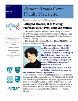 Partners Asthma Center Faculty Newsletter