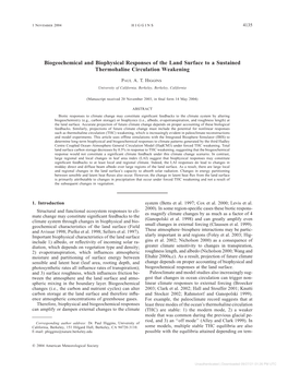 Biogeochemical and Biophysical Responses of the Land Surface to a Sustained Thermohaline Circulation Weakening