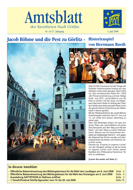 Amtsblatt Der Großen Kreisstadt Görlitz, Ausgabe 2008, Nr. 14