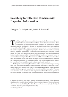 Searching for Effective Teachers with Imperfect Information
