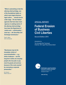 Federal Erosion of Business Civil Liberties Second Edition 2010