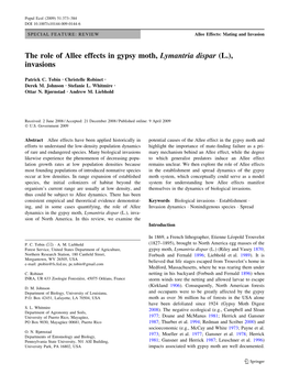 The Role of Allee Effects in Gypsy Moth, Lymantria Dispar (L.), Invasions