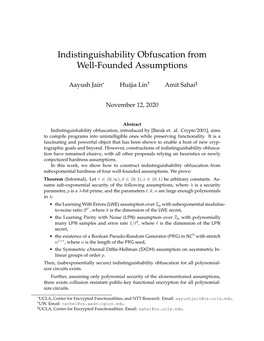 Indistinguishability Obfuscation from Well-Founded Assumptions