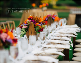 Event Menus Table of Contents