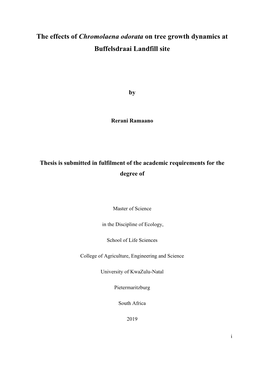 The Effects of Chromolaena Odorata on Tree Growth Dynamics at Buffelsdraai Landfill Site