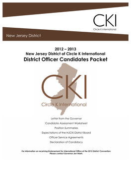 District Officer Candidates Packet