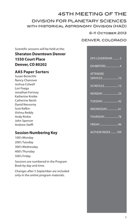 45TH MEETING of the DIVISION for PLANETARY SCIENCES with Historical Astronomy Division (HAD)