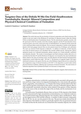 Tungsten Ores of the Dzhida W-Mo Ore Field (Southwestern Transbaikalia, Russia): Mineral Composition and Physical-Chemical Conditions of Formation