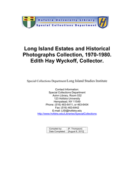 Long Island Estates and Historical Photographs Collection, 1970-1980