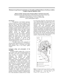 Platinum-Group Element Geochemistry in Chromitite and Related Rocks of the Bracco Gabbro Complex (Ligurian Ophiolites, Italy)