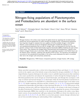 Nitrogen-Fixing Populations of Planctomycetes And