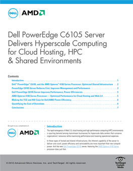 Dell Poweredge C6105 Server Delivers Hyperscale Computing for Cloud Hosting, HPC & Shared Environments