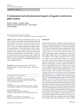 Cytochemical and Ultrastructural Aspects of Aquatic Carnivorous Plant Turions