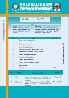 I Nternal Q Uality a Ssurance C Ell E- Newsletter April