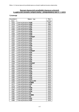 Seznam Dopravních Prostředků Dopravce Určených K Zajišťování Závazku Veřejné Služby