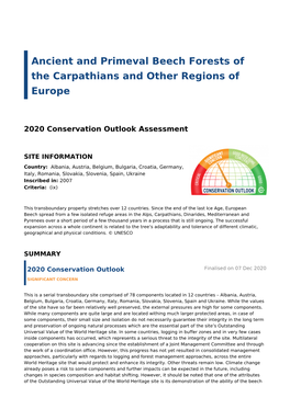 2020 Conservation Outlook Assessment