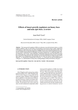 Effects of Insect Growth Regulators on Honey Bees and Non-Apis Bees. a Review