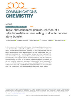 Triple Photochemical Domino Reaction of a Tetrafiuorostilbene Terminating in Double Fiuorine Atom Transfer