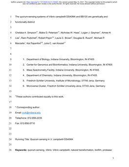 The Quorum-Sensing Systems of Vibrio Campbellii DS40M4 and BB120 Are Genetically And