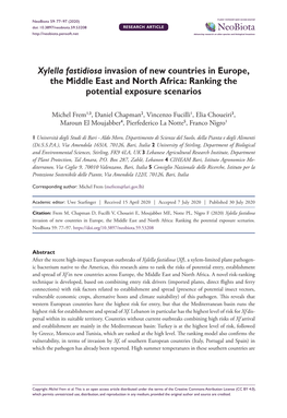 Xylella Fastidiosa Invasion of New Countries in Europe, the Middle East and North Africa: Ranking the Potential Exposure Scenarios