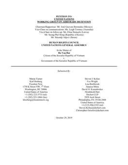 PETITION TO: UNITED NATIONS WORKING GROUP on ARBITRARY DETENTION Chairman/Rapporteur: Mr. José Guevara Bermúdez (Mexico) Vice