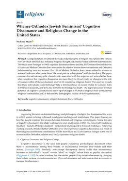 Whence Orthodox Jewish Feminism? Cognitive Dissonance and Religious Change in the United States