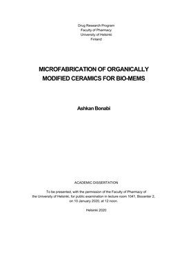 Microfabrication of Organically Modified Ceramics for Bio-Mems