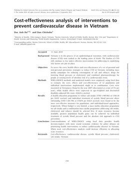 Cost-Effectiveness Analysis of Interventions to Prevent Cardiovascular Disease in Vietnam