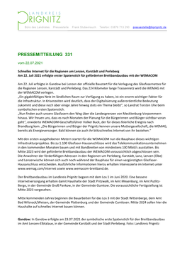 PRESSEMITTEILUNG 331 Vom 22.07.2021