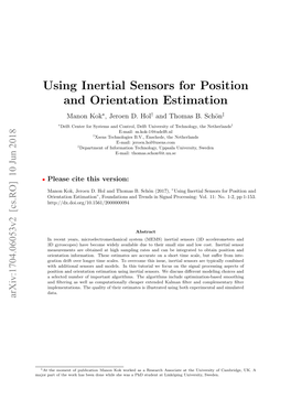 Using Inertial Sensors for Position and Orientation Estimation Manon Kok?, Jeroen D