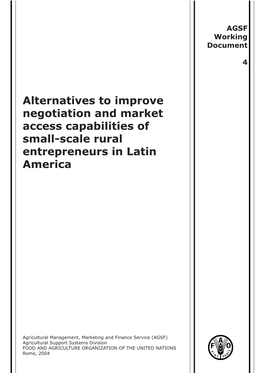 Alternatives to Improve Negotiation and Market Access Capabilities of Small-Scale Rural Entrepreneurs in Latin America