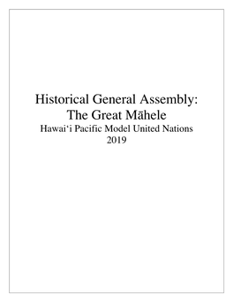 The Great Māhele Hawaiʻi Pacific Model United Nations 2019