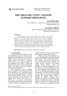 The Military Units' Logistic Support Principles